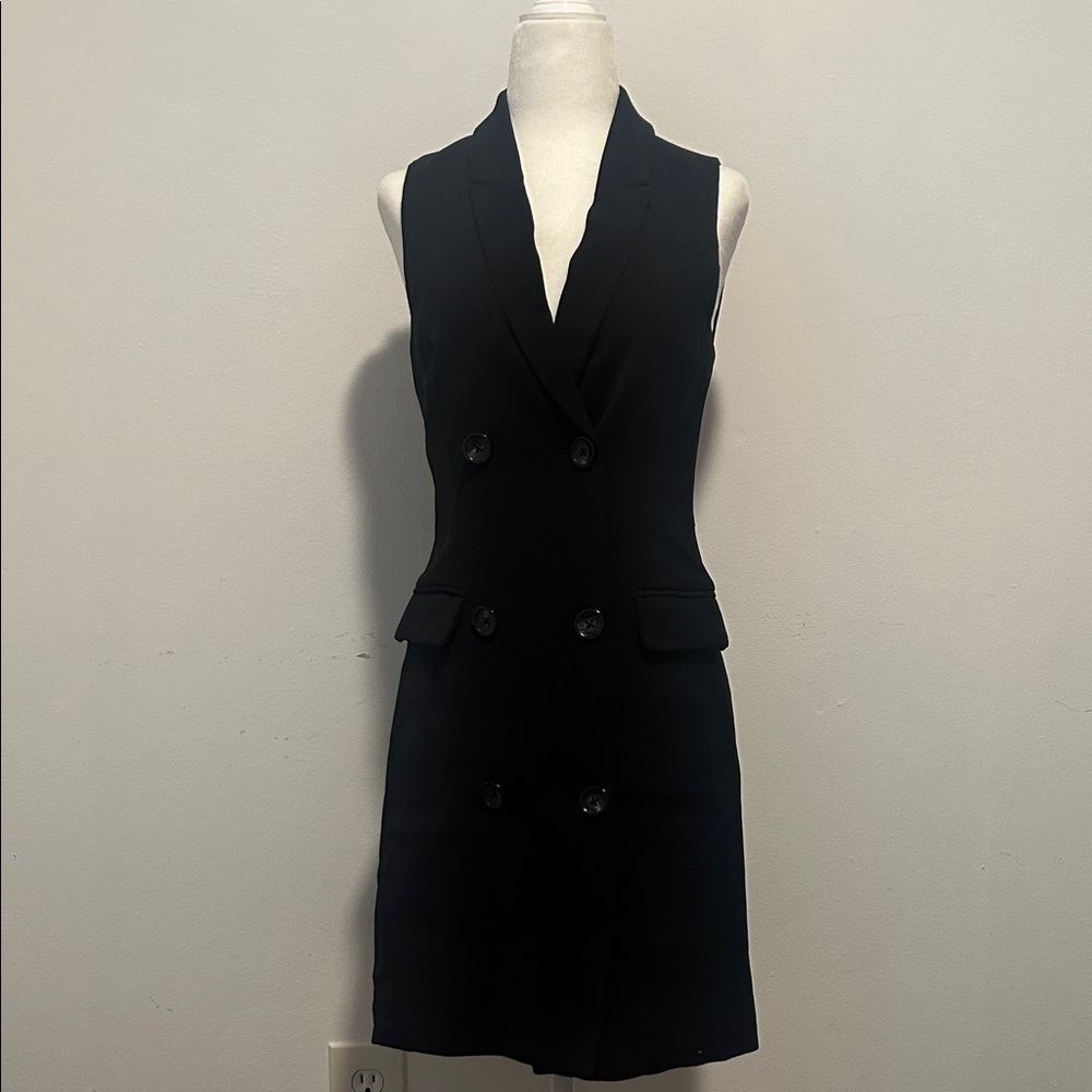 MNG Black Sleeveless Double-Breasted Dress